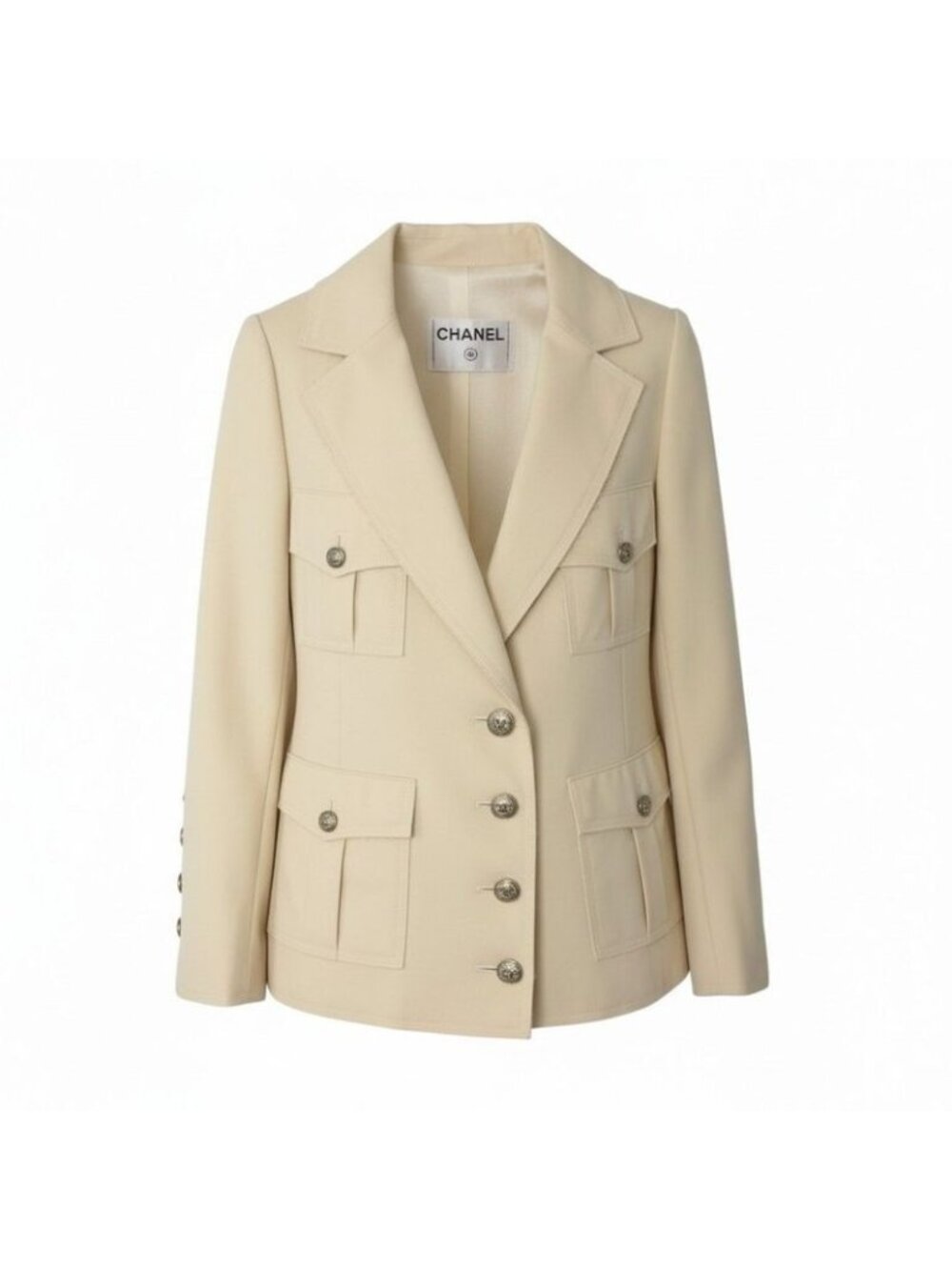 Chanel C Safari Jacket 4 Pockets CC Logo 36 Ivory
